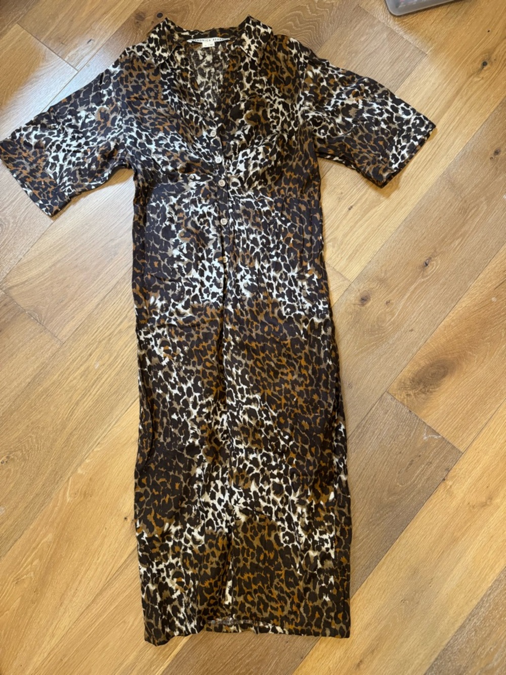 Veronica Beard Animal Print Button-Front Dress - Brown Black Cream